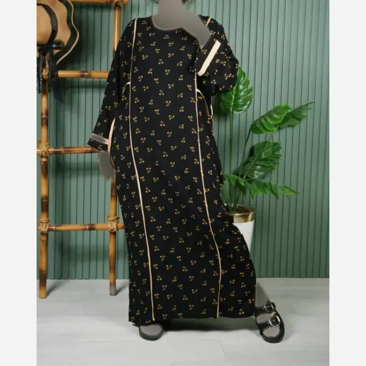 پیراهن نخی یال گل ململ U7585