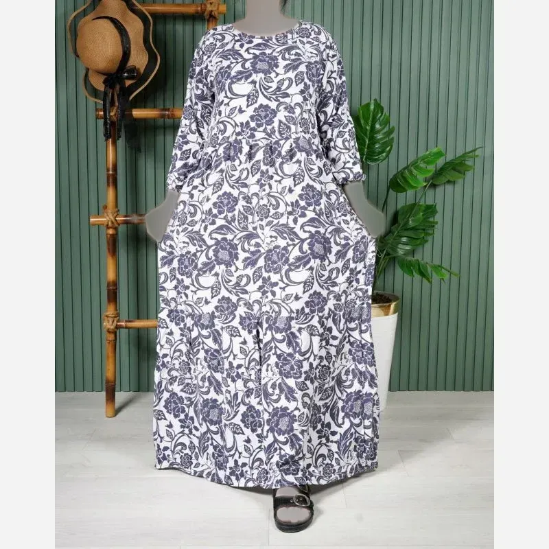 پیراهن نخی گل آیدا A7584