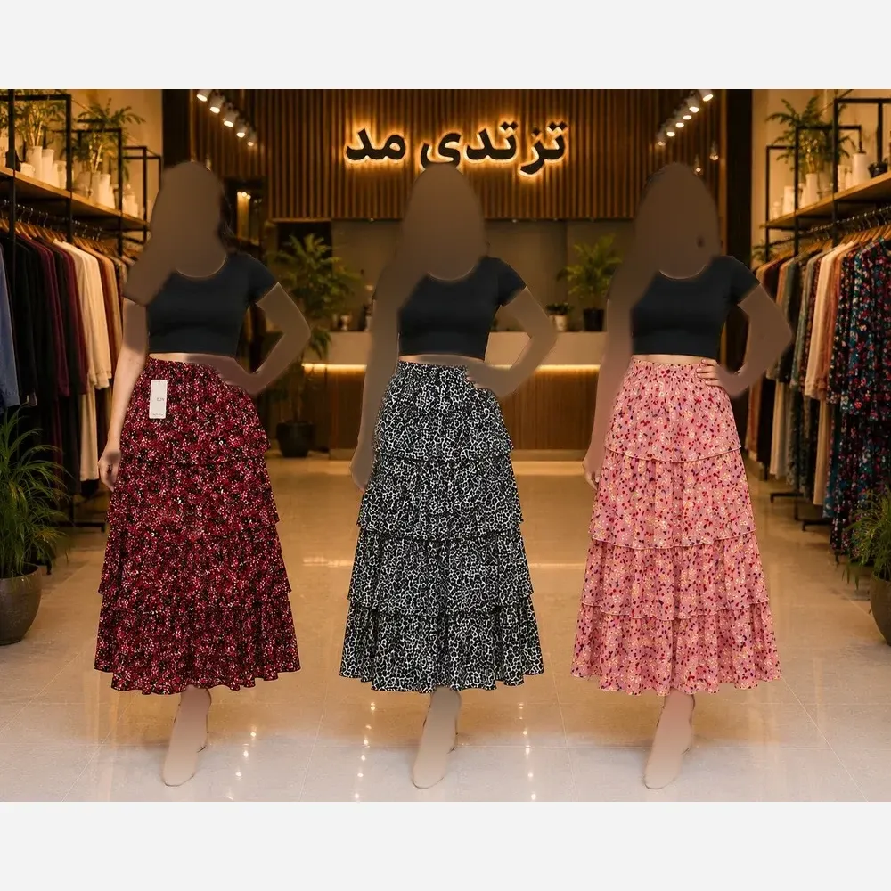 ⁨ ✨ دامن طبقه ایی ترند، سبک و خوش‌فرم ✨t8044