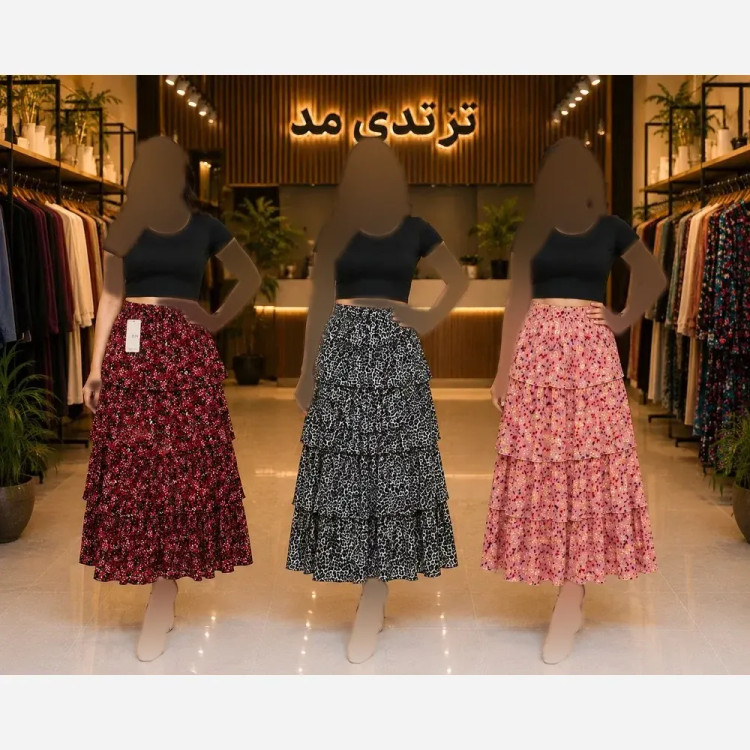  ✨ دامن طبقه ایی ترند، سبک و خوشفرم ✨t8044