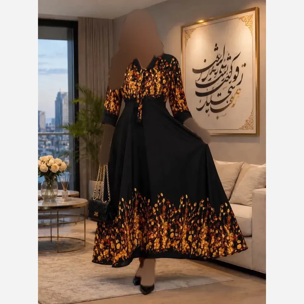  پیراهن حاشیه دار گندم t8050