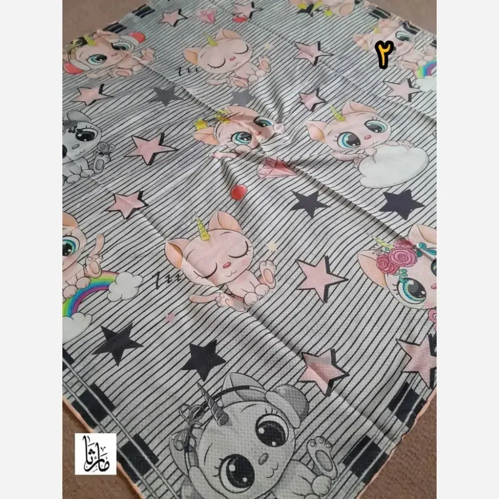 روسری سوپرنخ دخترانه فانتزی دست دوز قواره 100