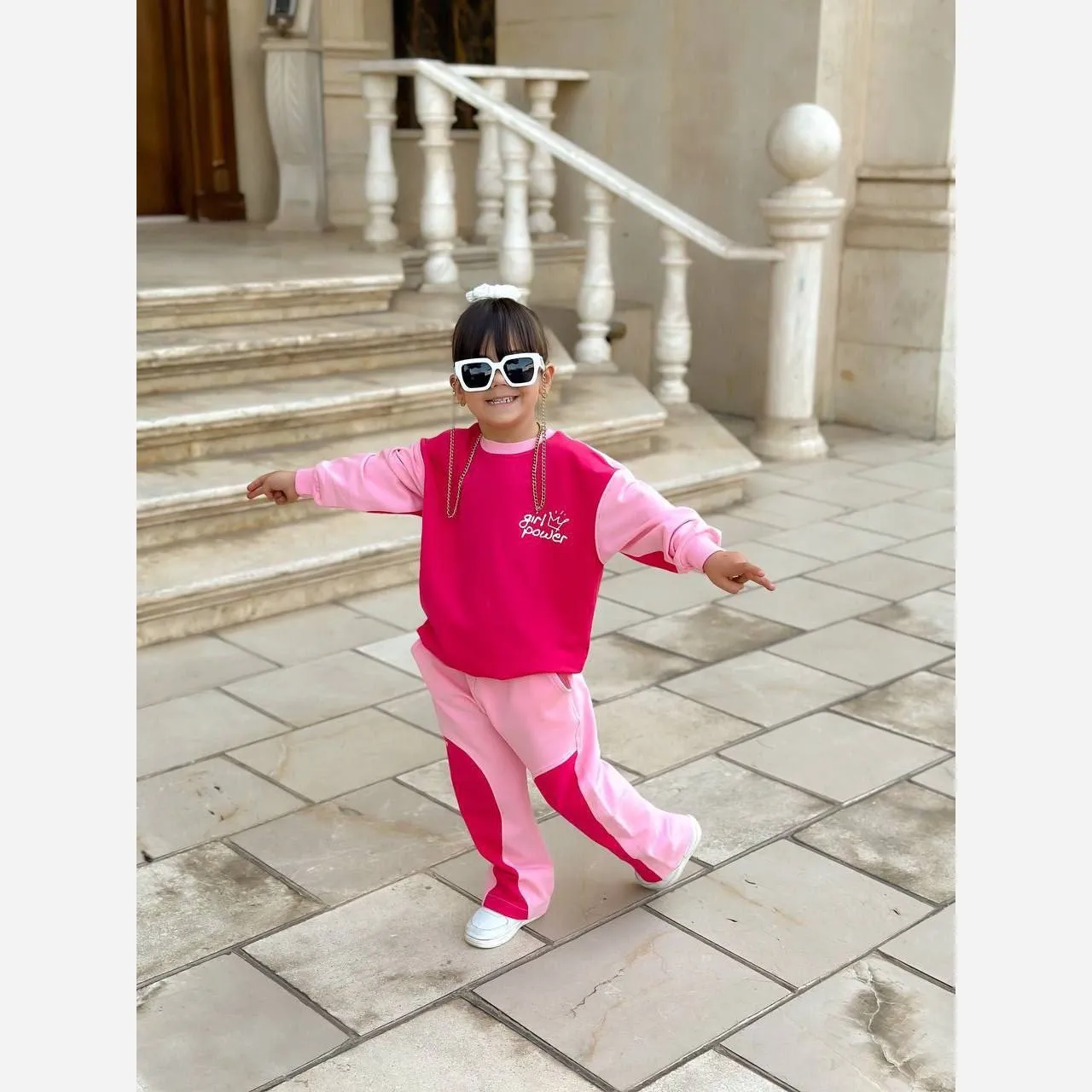 ست بلوز و شلوار دخترانه طرح گرل پاور بهاره