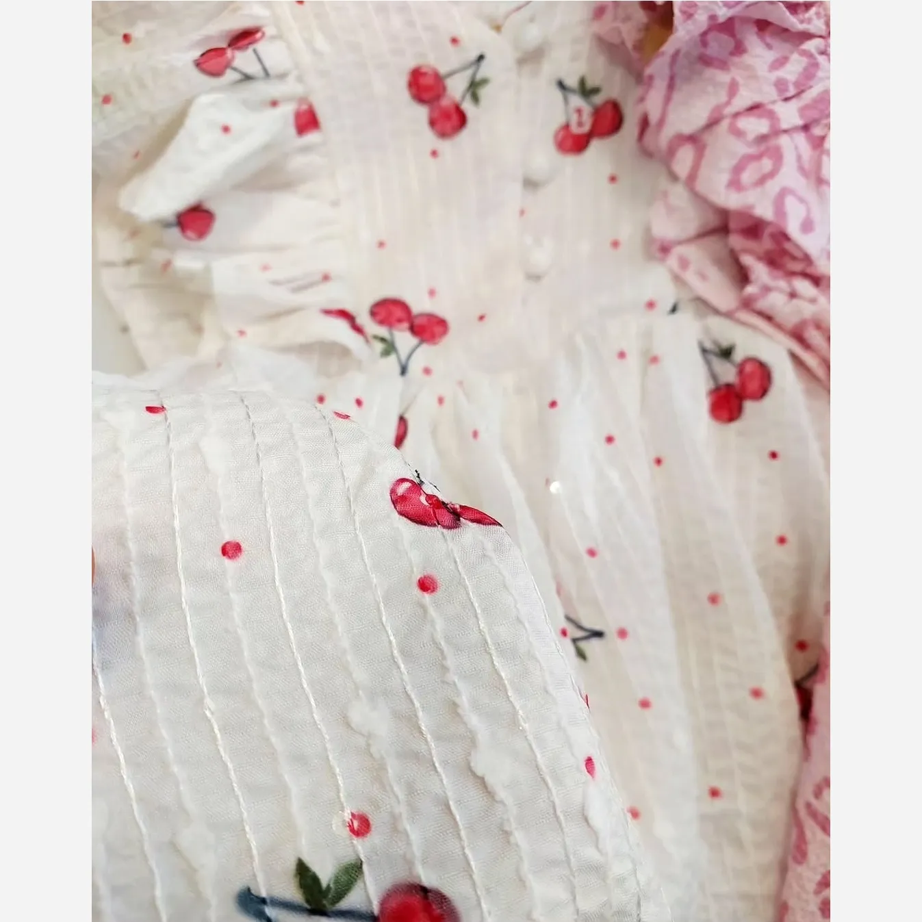سارافون بچگانه طرح پلنگی و گیلاسی مناسب 2 تا 9 سال