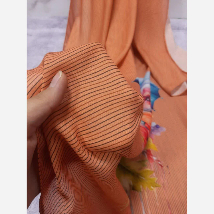 روسری نخ کاستوم طرح بلا نارنجی چتر دار قواره بزرگ 140 سانتی متر