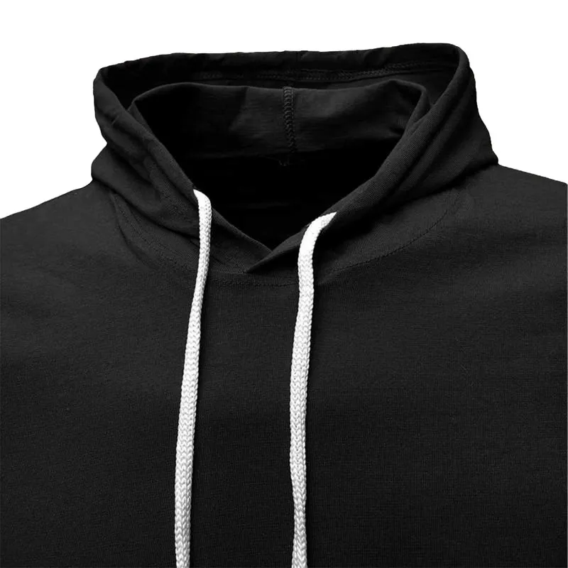 تی شرت کلاه دار مردانه آستین کوتاه نخی مشکی مدل BL4411