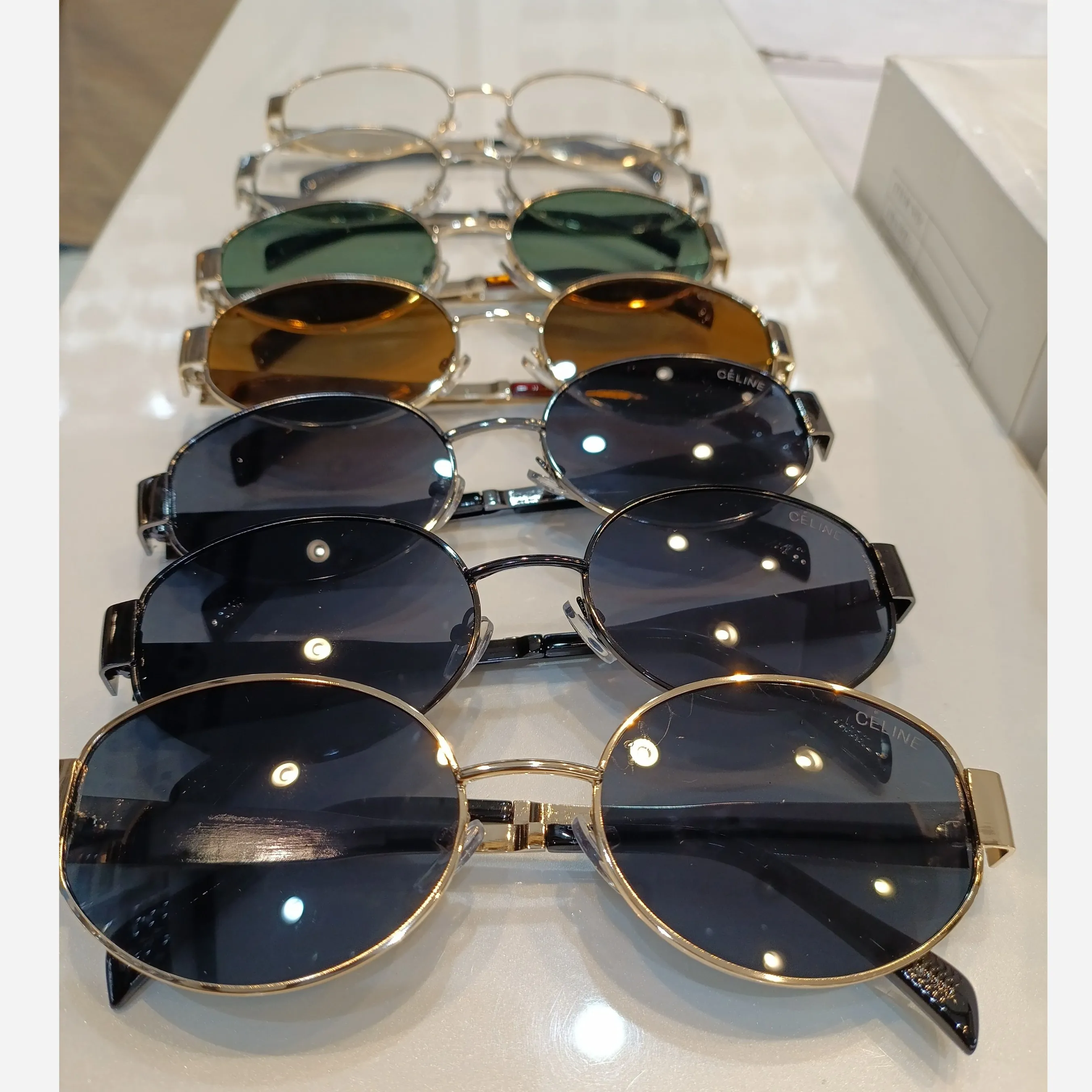 عینک سلین ترند فلزی بیضی UV400 زنانه کد 2370